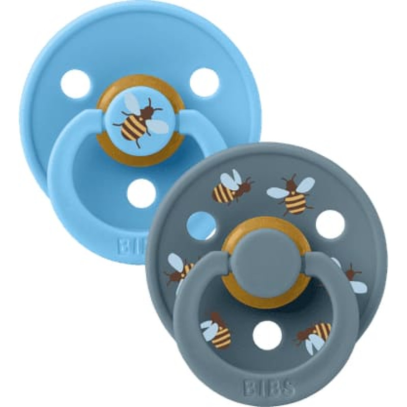Bibs Studio Collection Colour Round круглые пустышки &ndash; Urban Garden Bumblebee Breeze Mix 0-6м 2шт