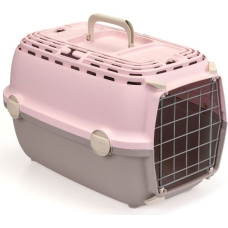 Stefanplast Транспортировочная клетка Horizon 1 с металлической дверцей, 48x32x30 см, розово-серая.