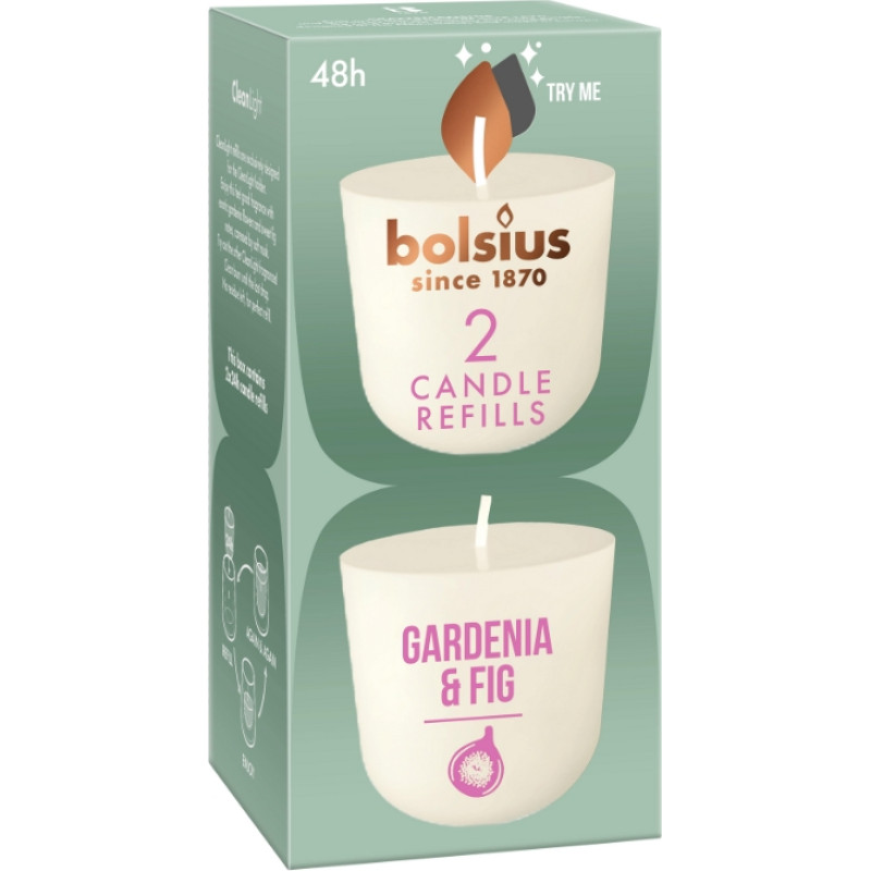 Bolsius Набор сменных свечей Candles Clean Light, 2 шт., аромат гардении и инжира.