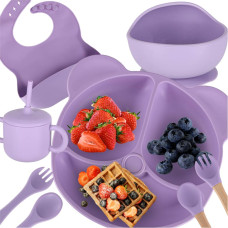 Bērnu silikona piederumu komplekts ar 8 gabaliem violets