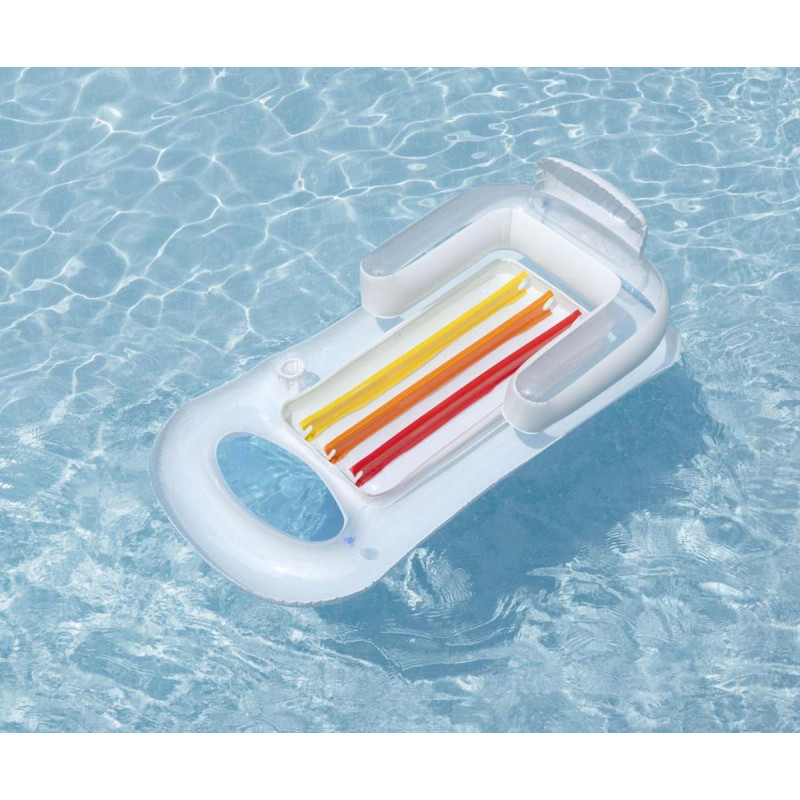 Bestway 43028 Dmuchany materac plażowy z oparciem i podłokietnikami Bialy 1.61m x 84cm