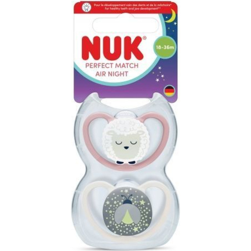 NUK 447092 SILICONE PACIFIER AIR 18-36 2PCS SHEEP 584454, 10177231