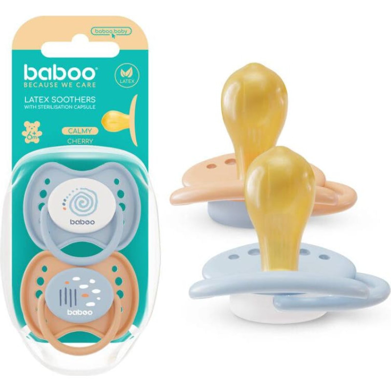 Baboo Круглая латексная пустышка Calmy Blue Haze, 6+ месяцев, 2 шт.