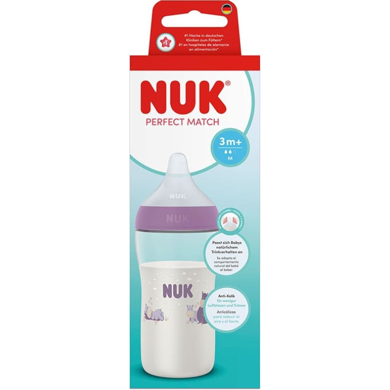 NUK 10216324 NUK Perfect Match бутылочка 260ML PP SI M HIPPO
