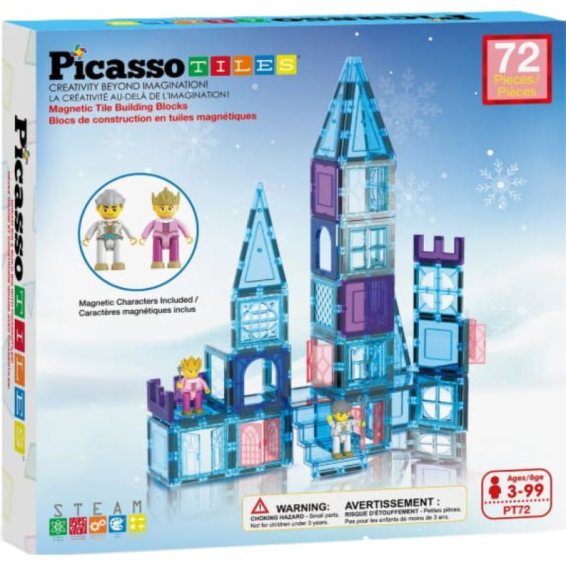 Picasso Tiles Magnetic Construction Set Ice Winter Set 72 pcs, PT72