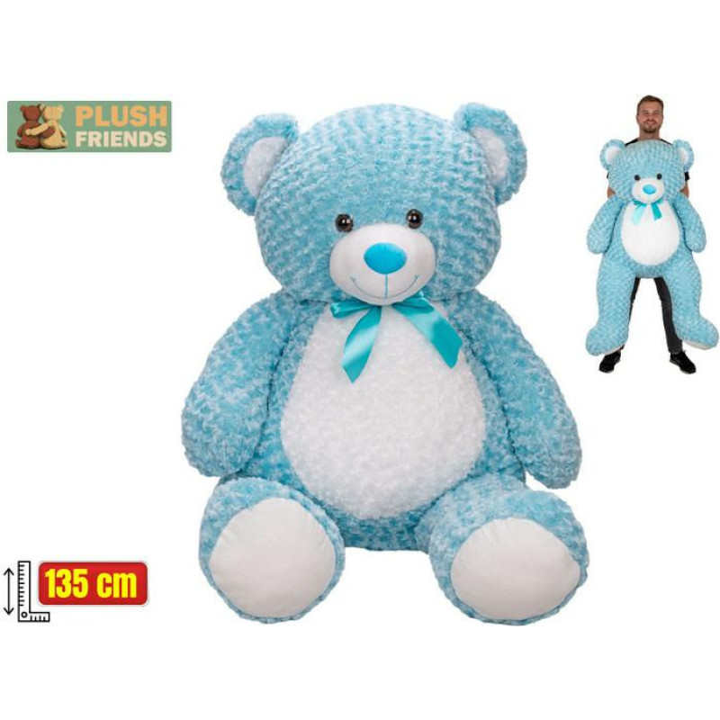 Mikro Hracky Plush toy - 03142 - TEADY BEAR with BOW - BLUE - size 135 cm
