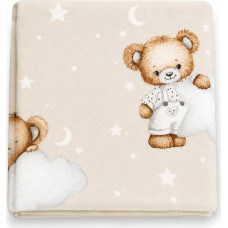 Miniania Diaper - NR.6 - FLANNEL PRINT - MINIANIA - TEDDY BEAR with STARS and CLOUD - BEIGE - size 70x80 cm