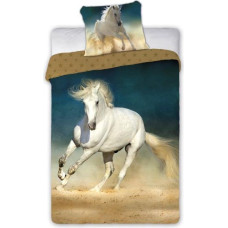 BEDDING SET HORSES 001 WHITE HORSE 160X200+70X80 COTTON.YOUTH.