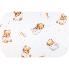 Ega Kids пелёнка - 29705 - TETRA PRINT - EGA - TEDDY BEARS in BLANKETS - WHITE-  размер 70x80 cm