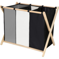 Springos Корзина для белья Springos LB0020 105 литров с тремя тканевыми отделениями, складная, черная, серая, экрю