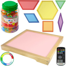 Masterkidz Panel Świetlny LED Zmiana kolor&oacute;w Pilotem + Klocki Montessori Mozaika 140 el.