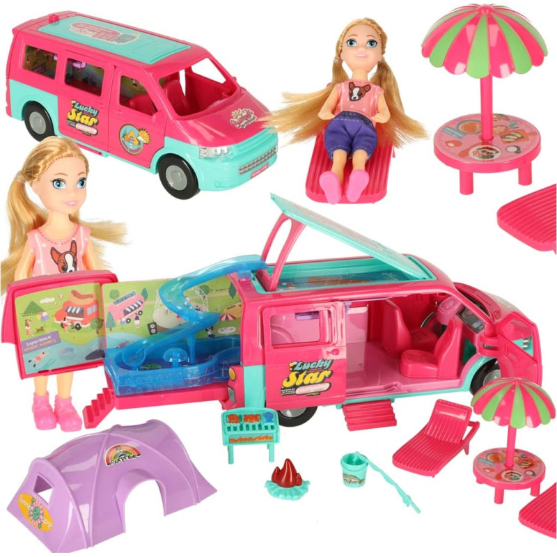 Машина для кукол с принадлежностями для кемпера и бассейном для кукол