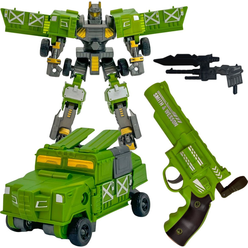 Woopie Zestaw 3w1 Robot Transformujący Pojazd Bojowy i Wyrzutnia na Strzałki Zielony