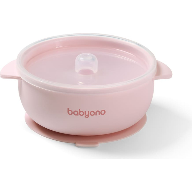 Babyono 1662/02 SILICONE BOWL WITH SUCTION CUP AND COVER PINK
