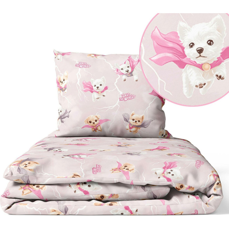 Ankras Cover set - 2 pcs - 120x90, 40x60  - SUPER DOGS - PINK