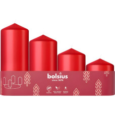 Bolsius Свечи цилиндрические 4 шт. &Oslash;120, 100, 80, 60x48 мм красные