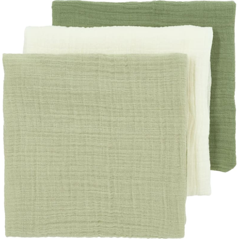 Meyco Baby muslīnu autiņu komplekts Natural/Soft Olive/Olive Green (3 gab., 70x70 cm)