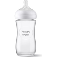 PHILIPS AVENT Natural Response Стеклянная бутылочка 240мл, соска медленного потока 1м+. SCY933/01