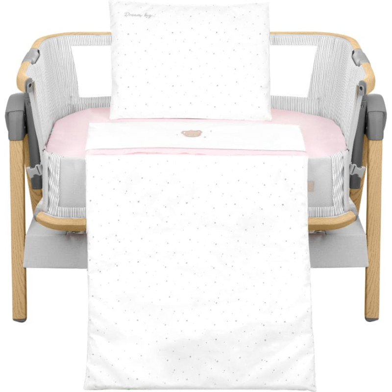 Mini cot bedding set 5pcs Dream Big Pink