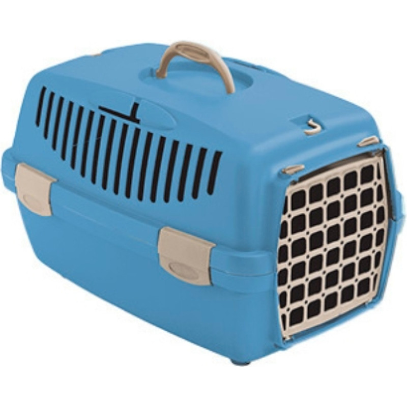 Stefanplast Транспортная клетка Гулливер 1 с пластиковой дверцей 48х32х31см синяя