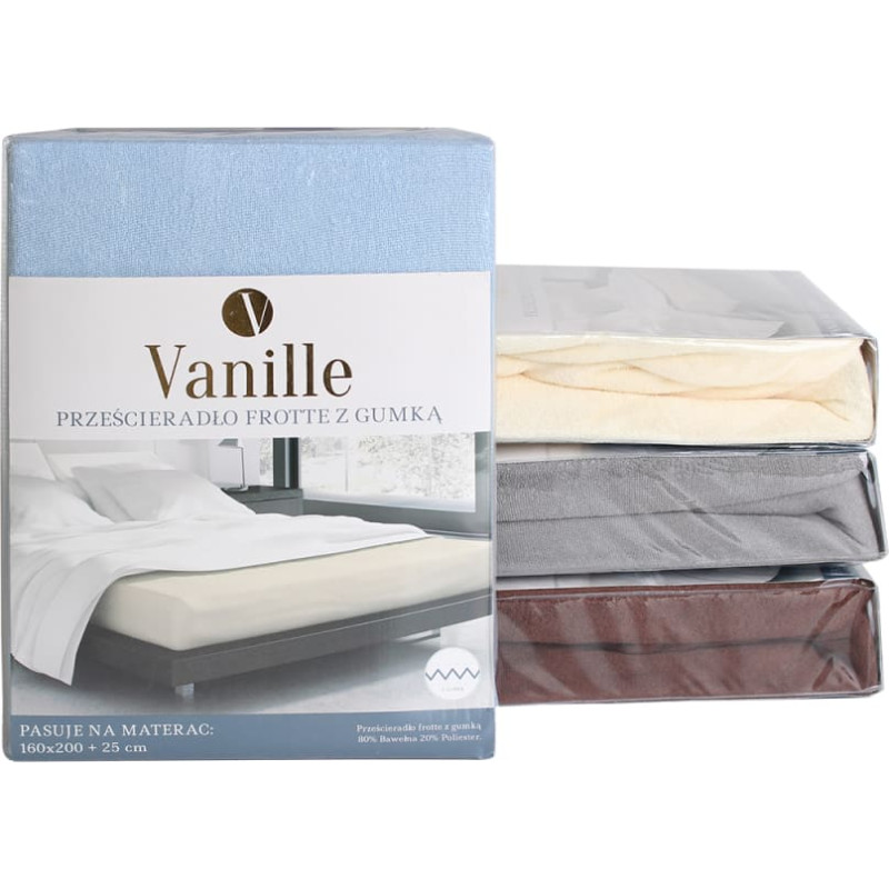 SHEET VANILLE 220X200+25 LIGHT GREY TERRY WITH ELASTIC BAND 80% COTTON. 20% PL.