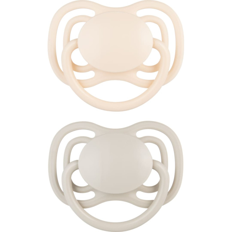 Canpol Babies CANPOL 23/229 Smoczek uspokajający silikonowy symetryczny 6-18m Dental Air 2szt. kremowy