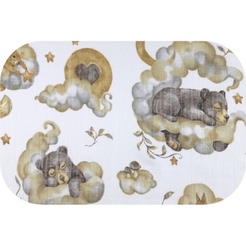 Ega Kids Diaper - 30084 - TETRA PRINT - EGA - SLEEPING ANIMALS on CLOUDS- size 70x80 cm