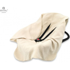 Miminu KIECZMERSKI Otulacz muślinowy - kocyk do nosidełka, fotelika kubełkowego 75x75 cm MUŚLIN bawełna 100% beż