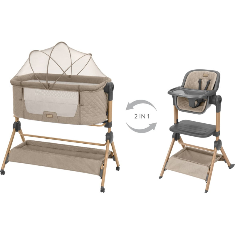 2in1 Bedside crib + Highchair Sleat Me Beige