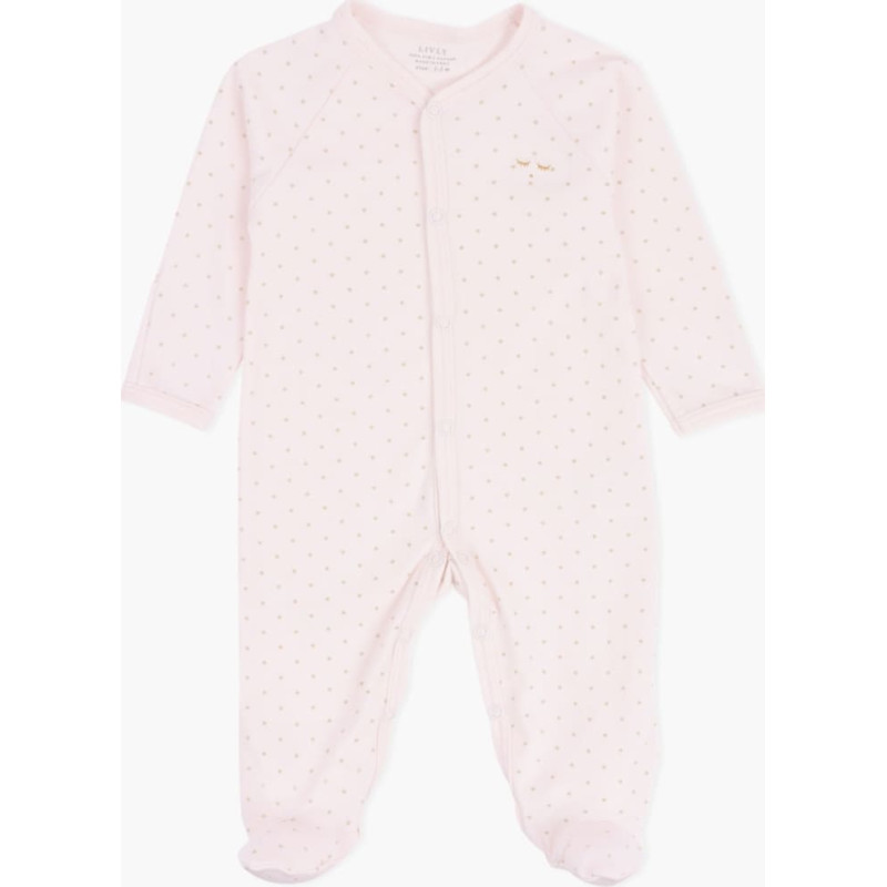 Livly Clothing Rāpulis Livly Saturday Simplicity Footie, pink/gold dots