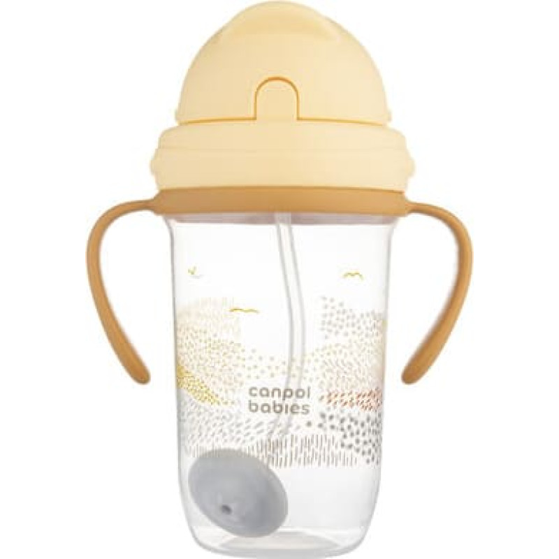 Canpol 56/620_bei Kubek niekapek z rurką i odważnikiem 270 ml MOUNTAINS