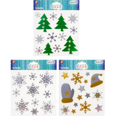 NAKLEJKI ŚWIĄTECZNE WYPUKŁE BROKAT 3 WZO