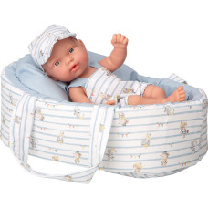 Arias doll in a blue carrycot with teddy bears, 26 cm