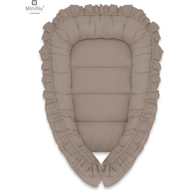 Miminu KIECZMERSKI Kokon niemowlęcy 55x75 cm ROYAL z falbanką mokka