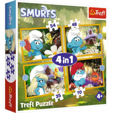 Trefl 34664 Puzzle 4w1 Życie w Wiosce Smerf&oacute;w