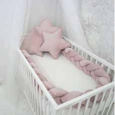 Duet Baby Bumper - BRAID + 3 PILLOW - 884 -  VELVET - PINK - size 230 cm