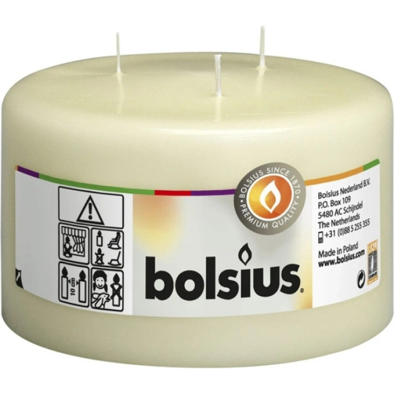 Bolsius Цилиндрический светильник для свечей с 3 горелками Mamoth &Oslash;100x150 мм, бежевый.