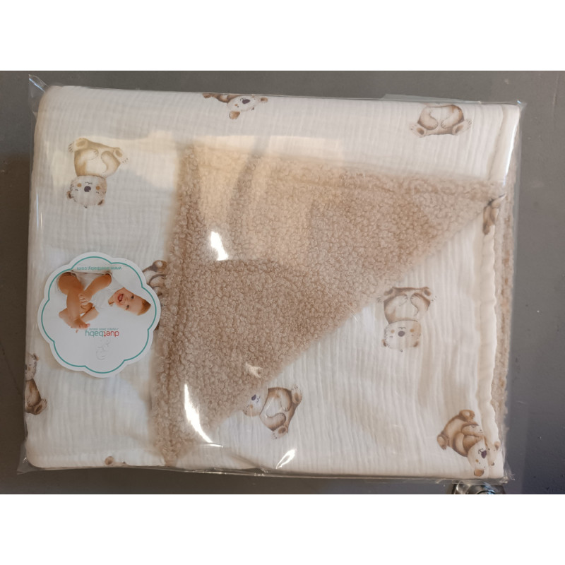 Duet Baby Blanket - 752- BOUCLA / MUSLIN - print - CARMEL - size 80x90 cm
