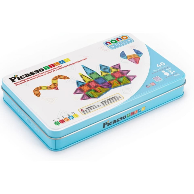 Picasso Tiles Magnetic Construction Set with Pencil Case 40 pcs, PN010