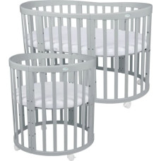 Овальная детская кроватка 7в1 с матрасом Grey, WALDIN