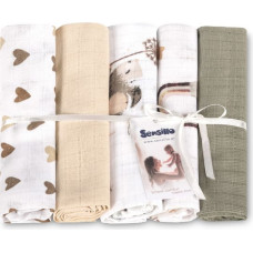 Sensillo TETRA DIAPER 70X80 5-PACK MOUSE BEIGE