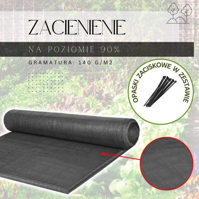 Springos Сетка для затенения светло-антрацитовая 140 GSM 1,5 x 25 м, 100 стяжек SN0065