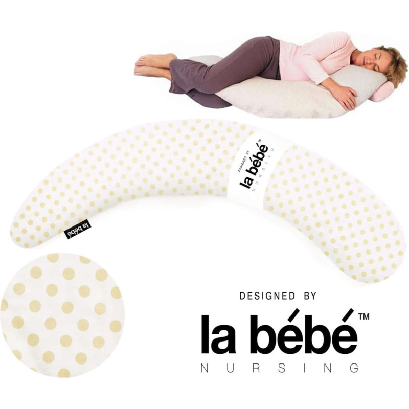 La Bebe ™ Moon Maternity Pillow Art.45002 Beige Dots Подушка-подковка для беременных с наполнителем из полистерола [2 хлопковых чехла] 195см