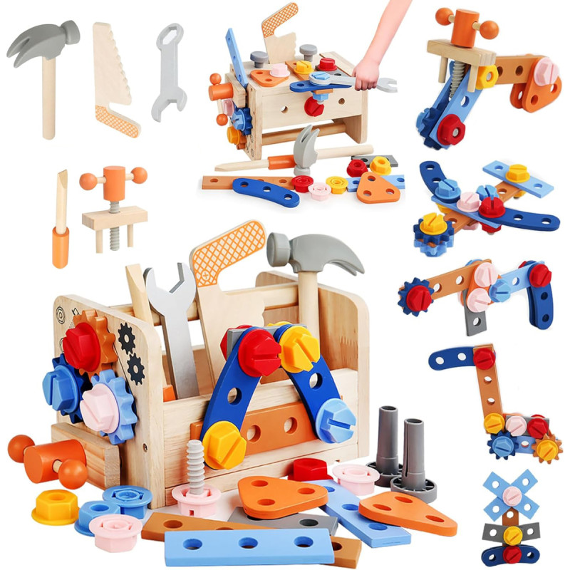 Набор деревянных инструментов в ящике