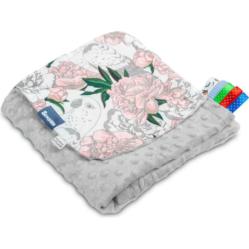 Sensillo Light Minky Blanket &ndash; flowers grey