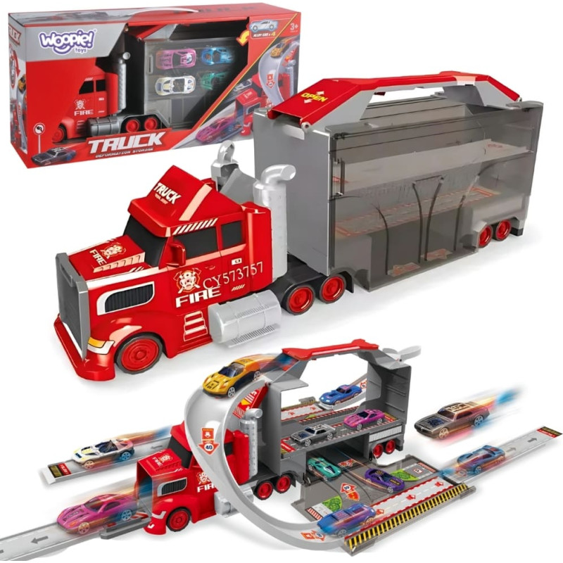 Woopie Zestaw Ciężar&oacute;wka Laweta Garaż Tor Wyścigowy