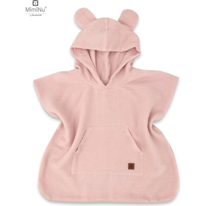 Miminu KIECZMERSKI Ponczo plażowe, szybkoschnące rozmiar 1-4 lat MUŚLIN bawełna 100% pudrowy r&oacute;ż