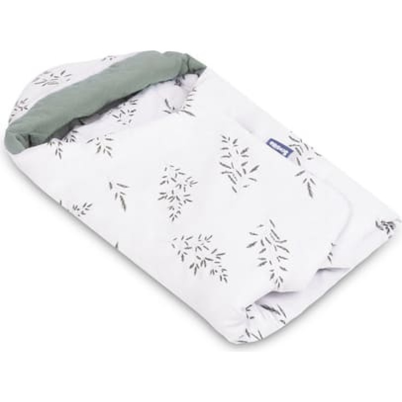 Sensillo MUSLIN CARRY-COT SWADDLE BLANKET BRANCH GREEN