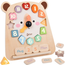 Classic World Zegar Miś Montessori Edukacyjny 3w1 Nauka Czasu Liczenia i Daty