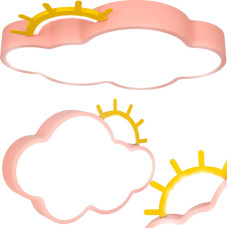 LED griestu lampas plafons bērnu istabai LUMELA + tālvadības pults mākoņrozā krāsā